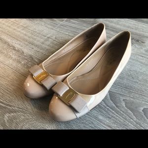 Salvatore Ferragamo Varina Ballet Flat in Beige